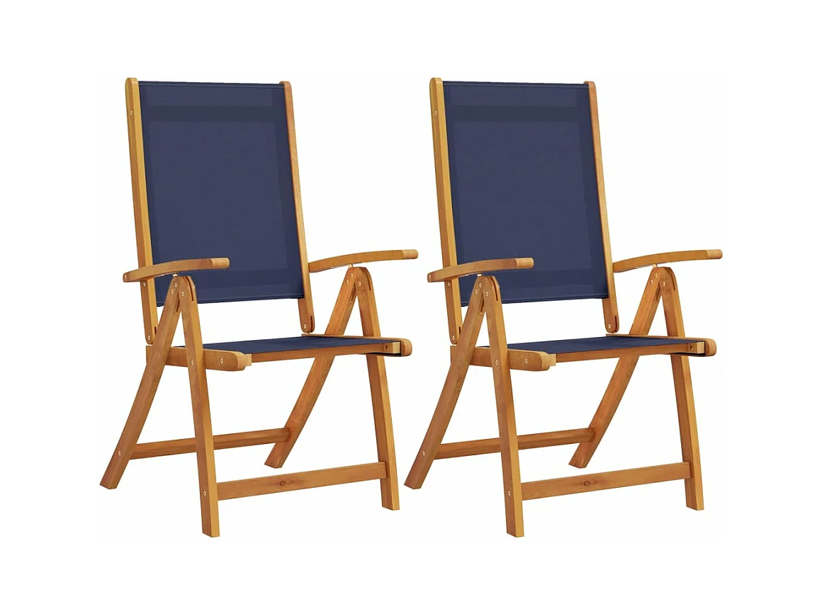 Chaises pliables de jardin lot de 2 bois d'acacia et textilène
