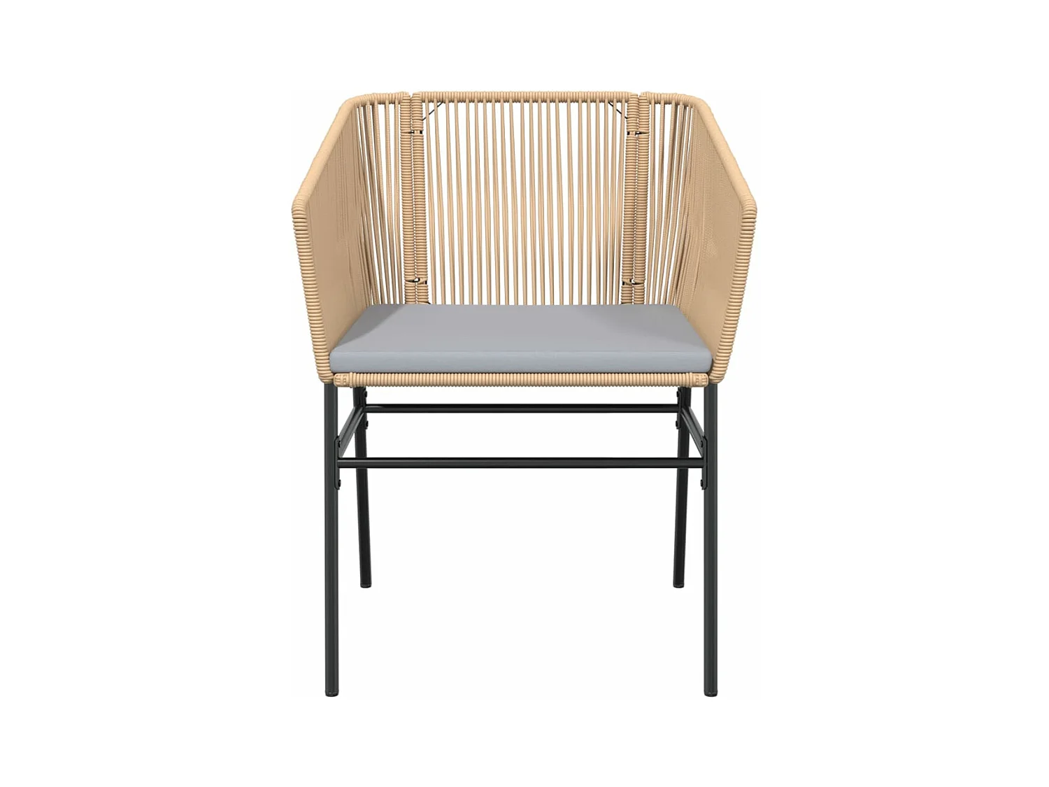 Chaises de jardin lot de 2 et coussins marron rotin