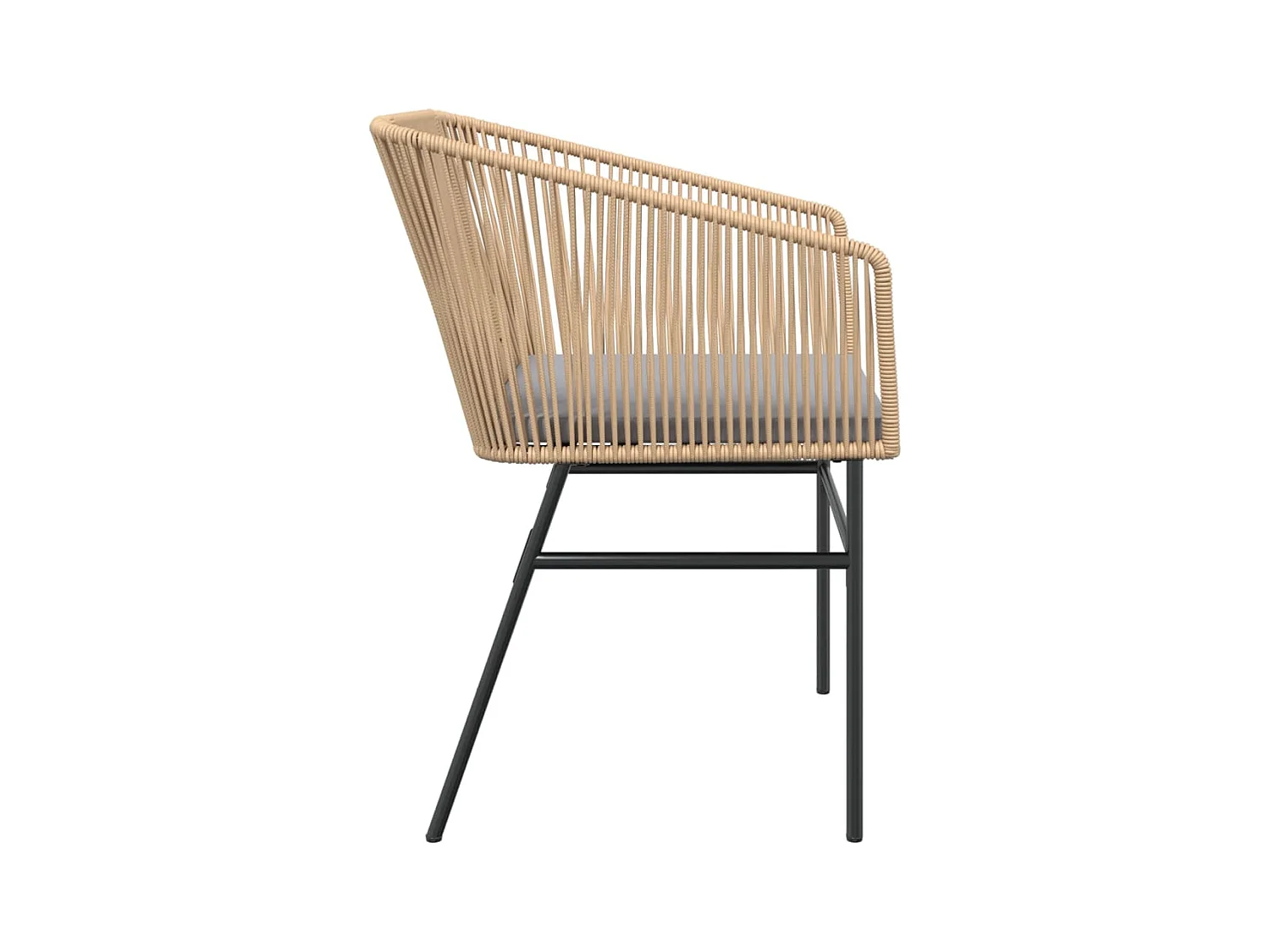 Chaises de jardin lot de 2 et coussins marron rotin