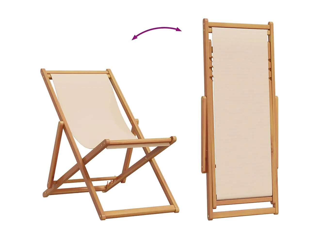 Sillas de playa plegables 2 unidades tela y madera maciza beige