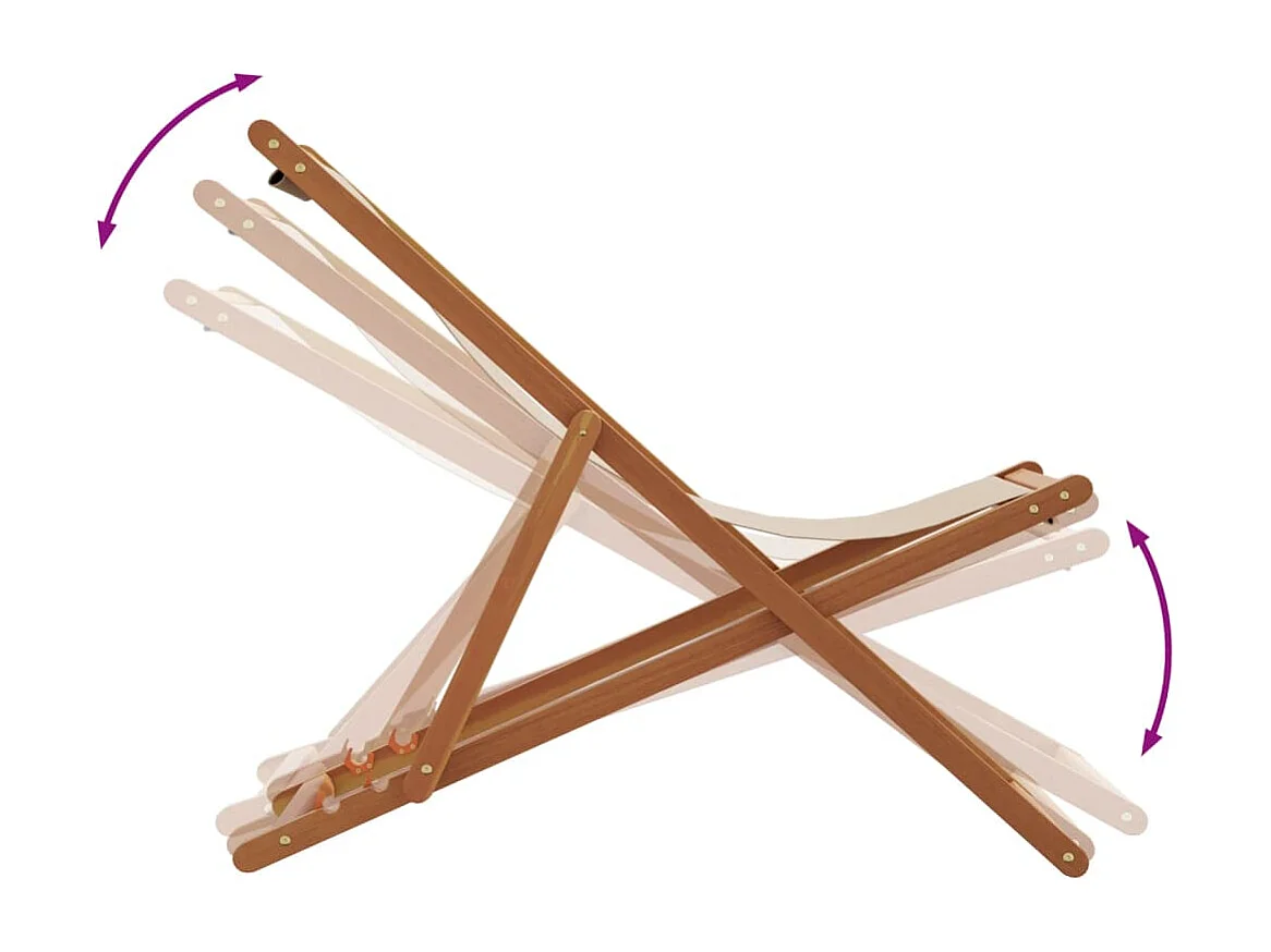 Sillas de playa plegables 2 unidades tela y madera maciza beige