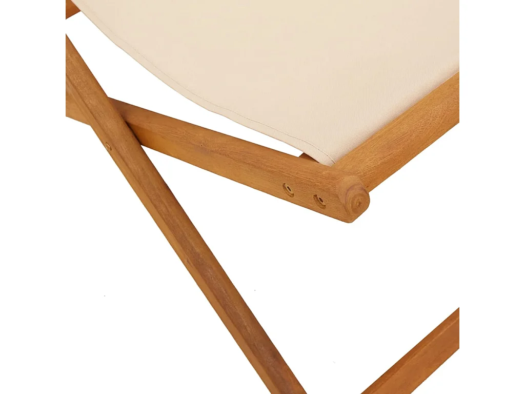 Sillas de playa plegables 2 unidades tela y madera maciza beige