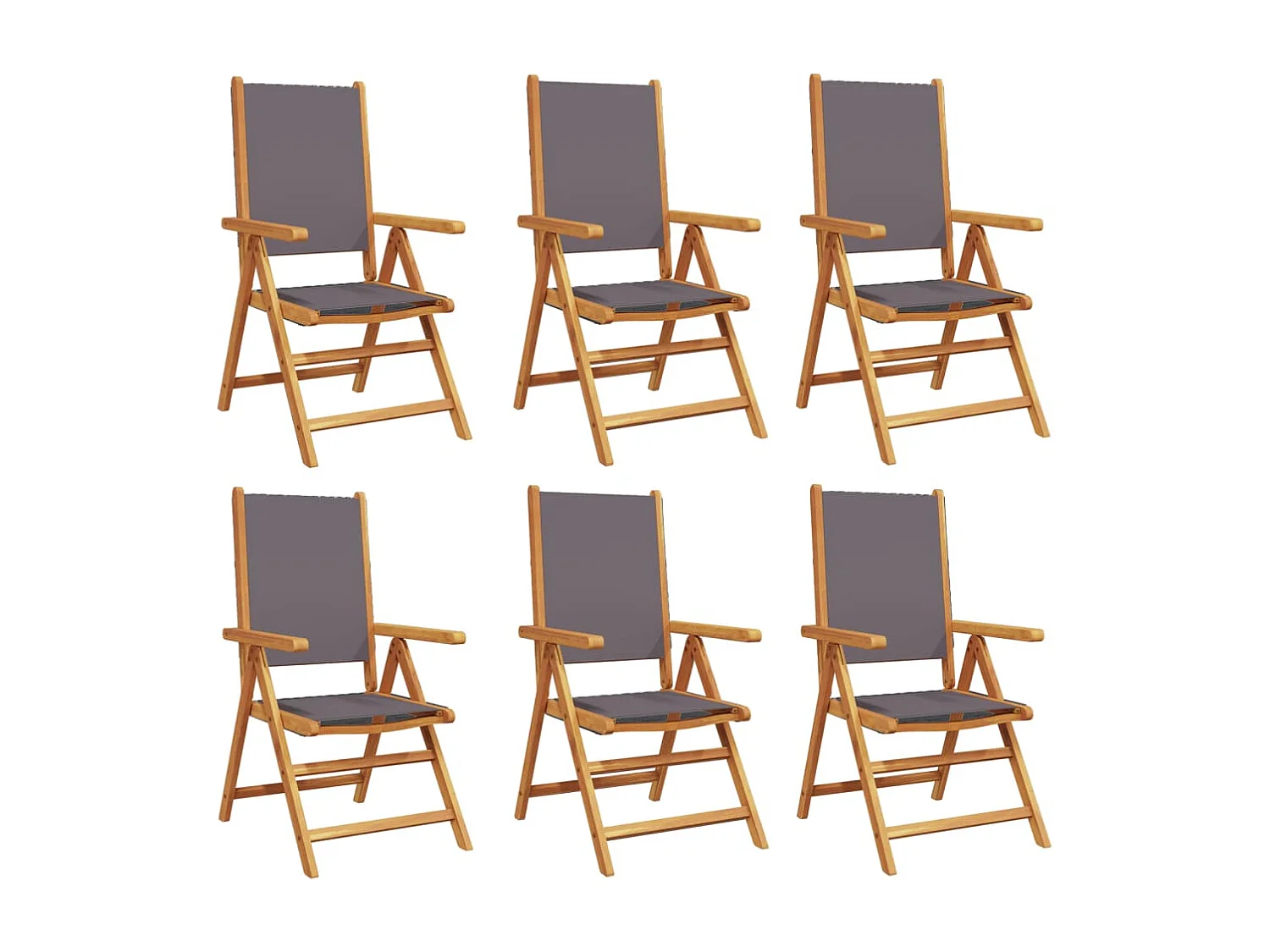 Sillas de jardín reclinables 6 unidades tela madera maciza antracita