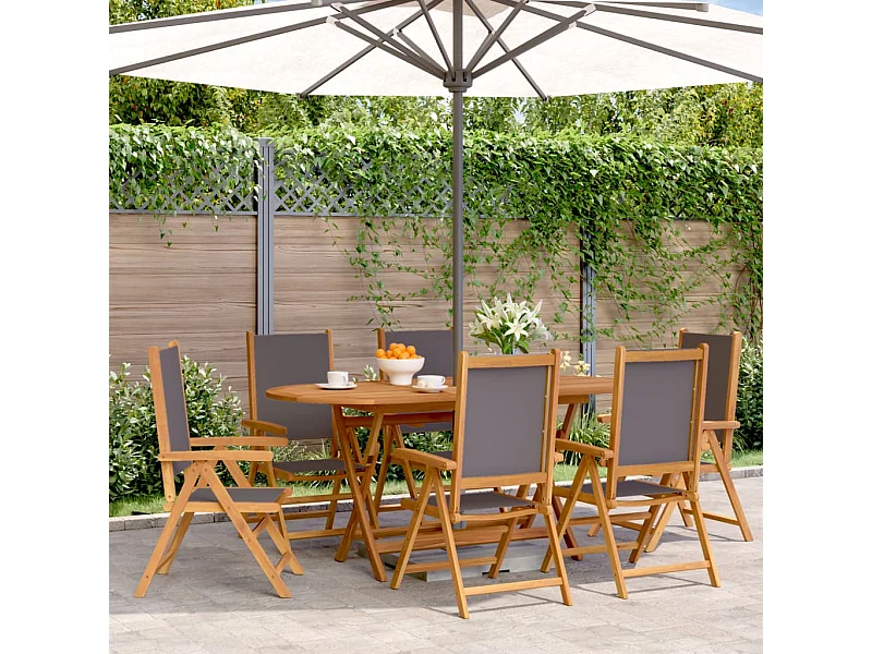 Chaises inclinables de jardin lot de 6 tissu et bois massif