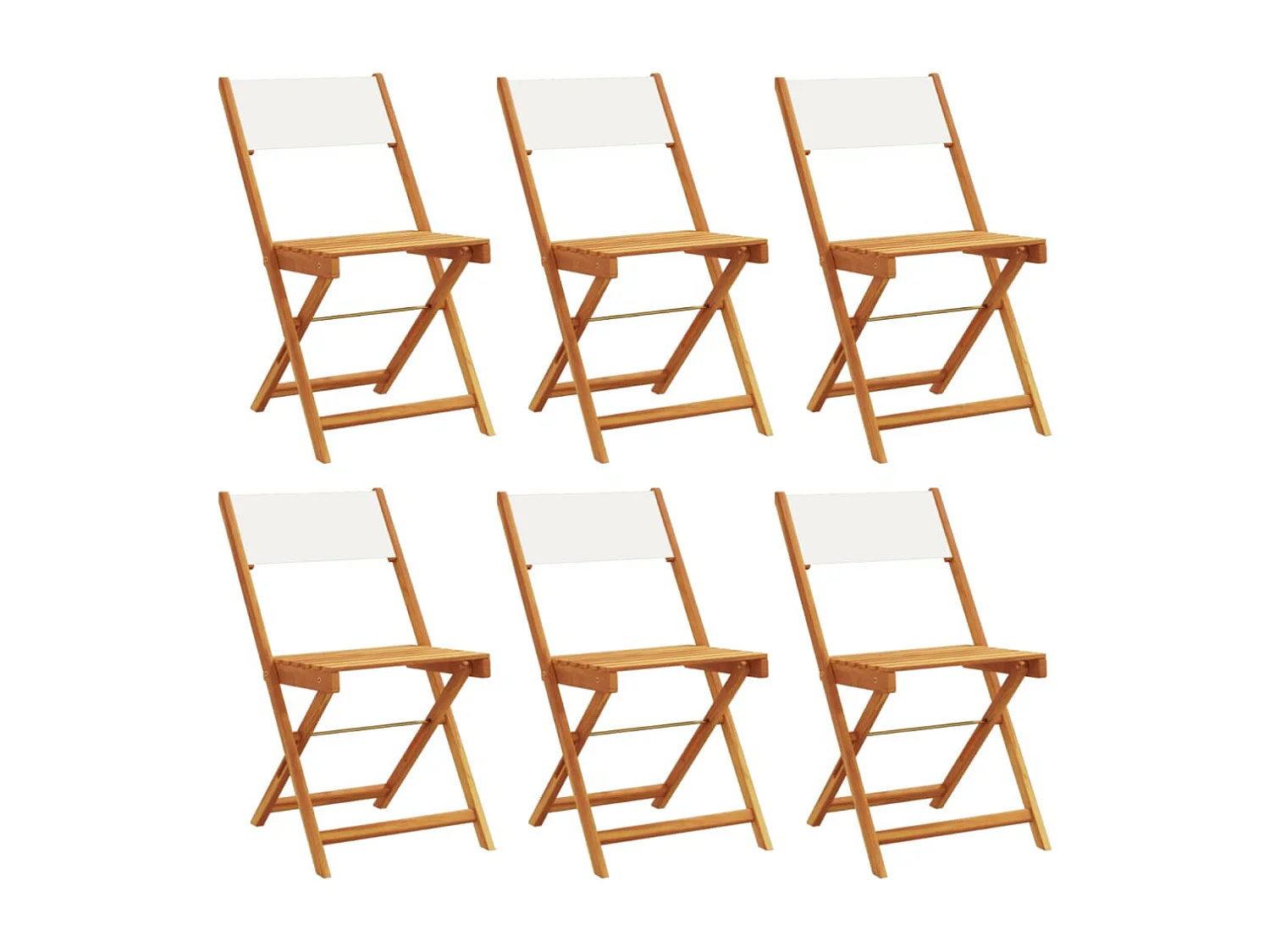 Sillas jardín plegables 6 unidades tela madera maciza y tela crema