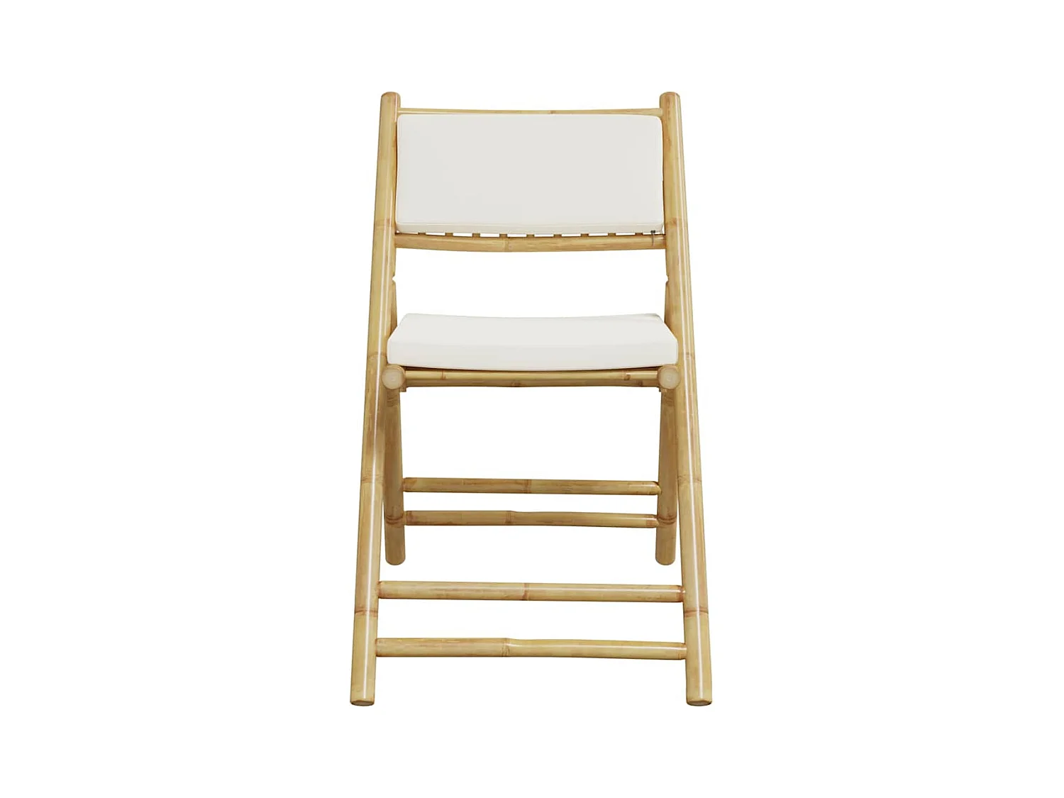 Sillas de bistró plegables con cojines 6 unidades bambú blanco crema