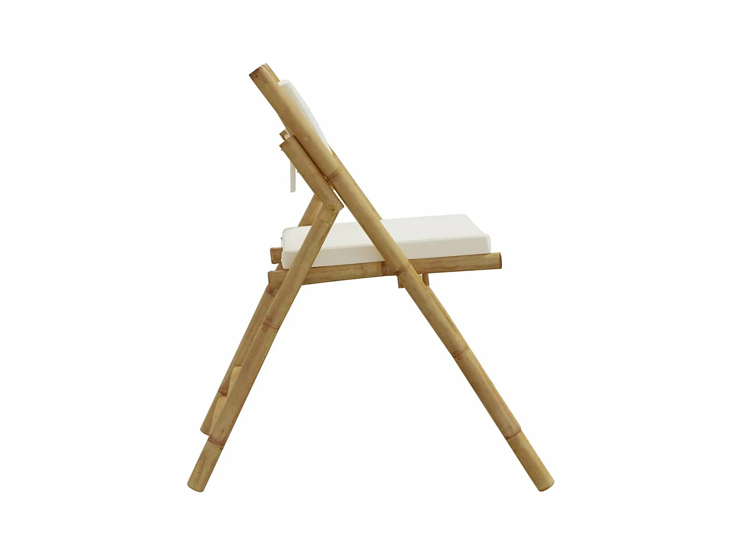Sillas de bistró plegables con cojines 6 unidades bambú blanco crema