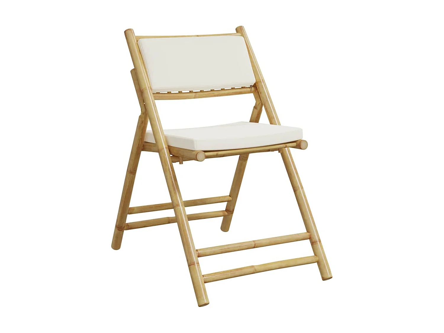 Chaises de bistro pliantes lot de 6 et coussins blanc crème