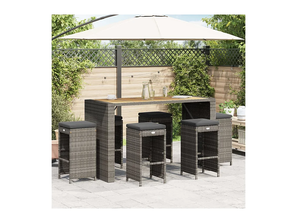 Tabourets de bar de jardin et coussins lot de 6 résine tressée