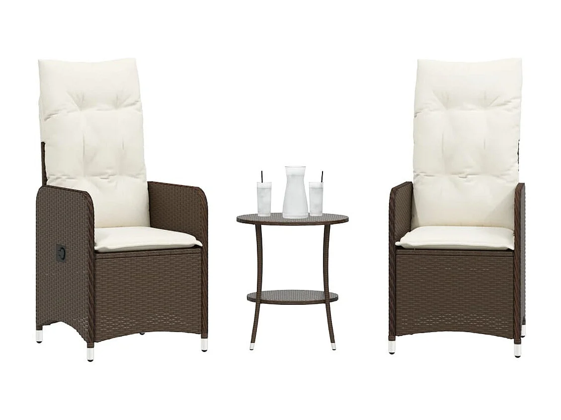 Chaises de jardin inclinables lot de 2 et table résine tressée