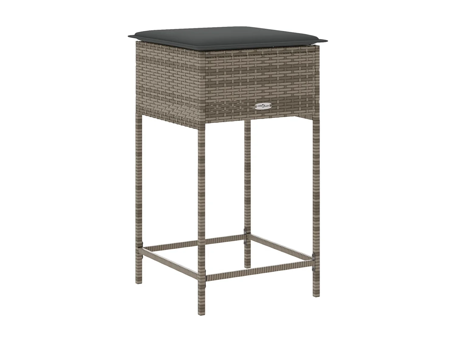 Tabourets de bar jardin coussins lot de 2 gris résine tressée