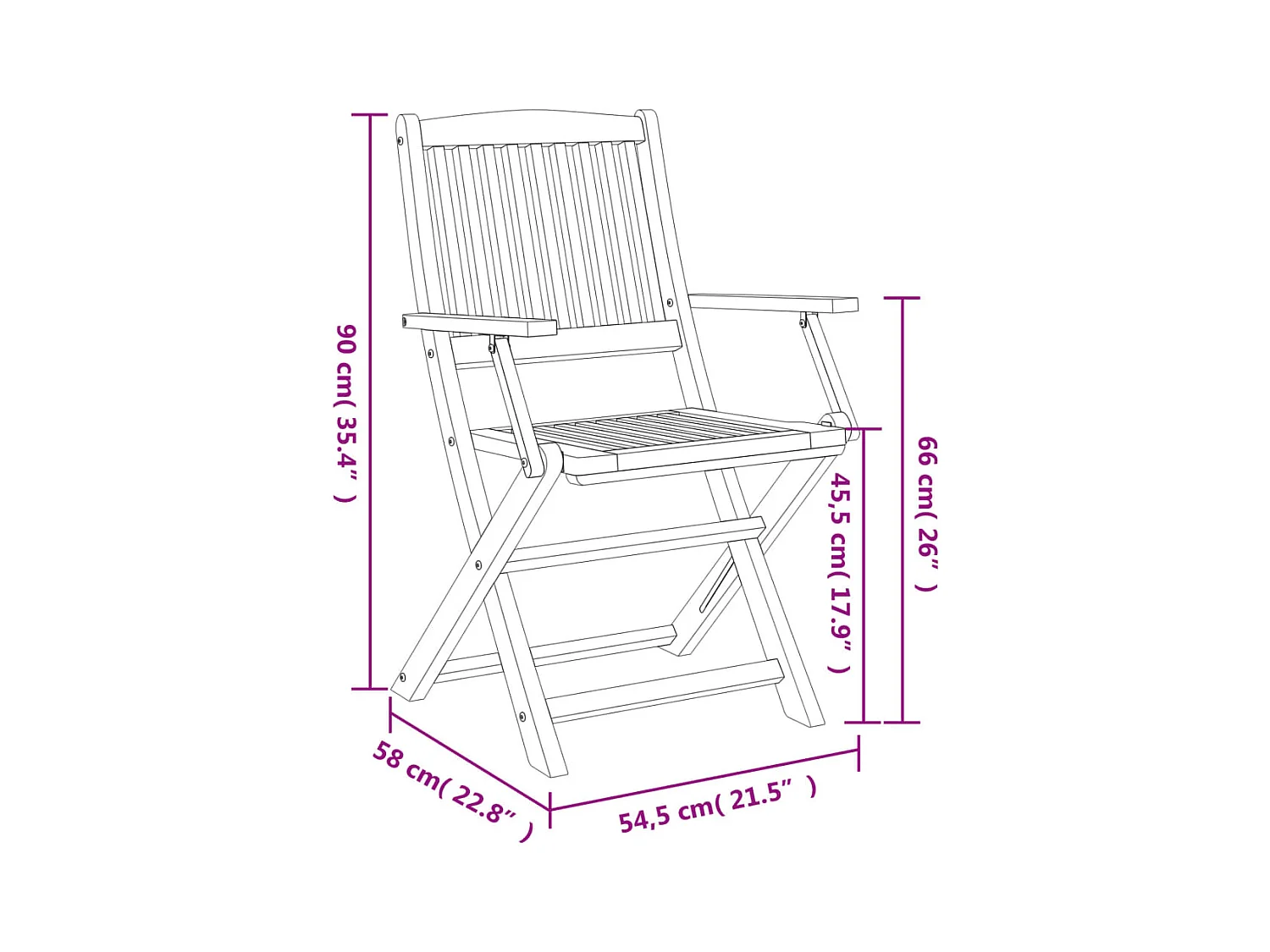 Sillas jardín plegables 6 unidades madera maciza acacia 54,5x58x90cm