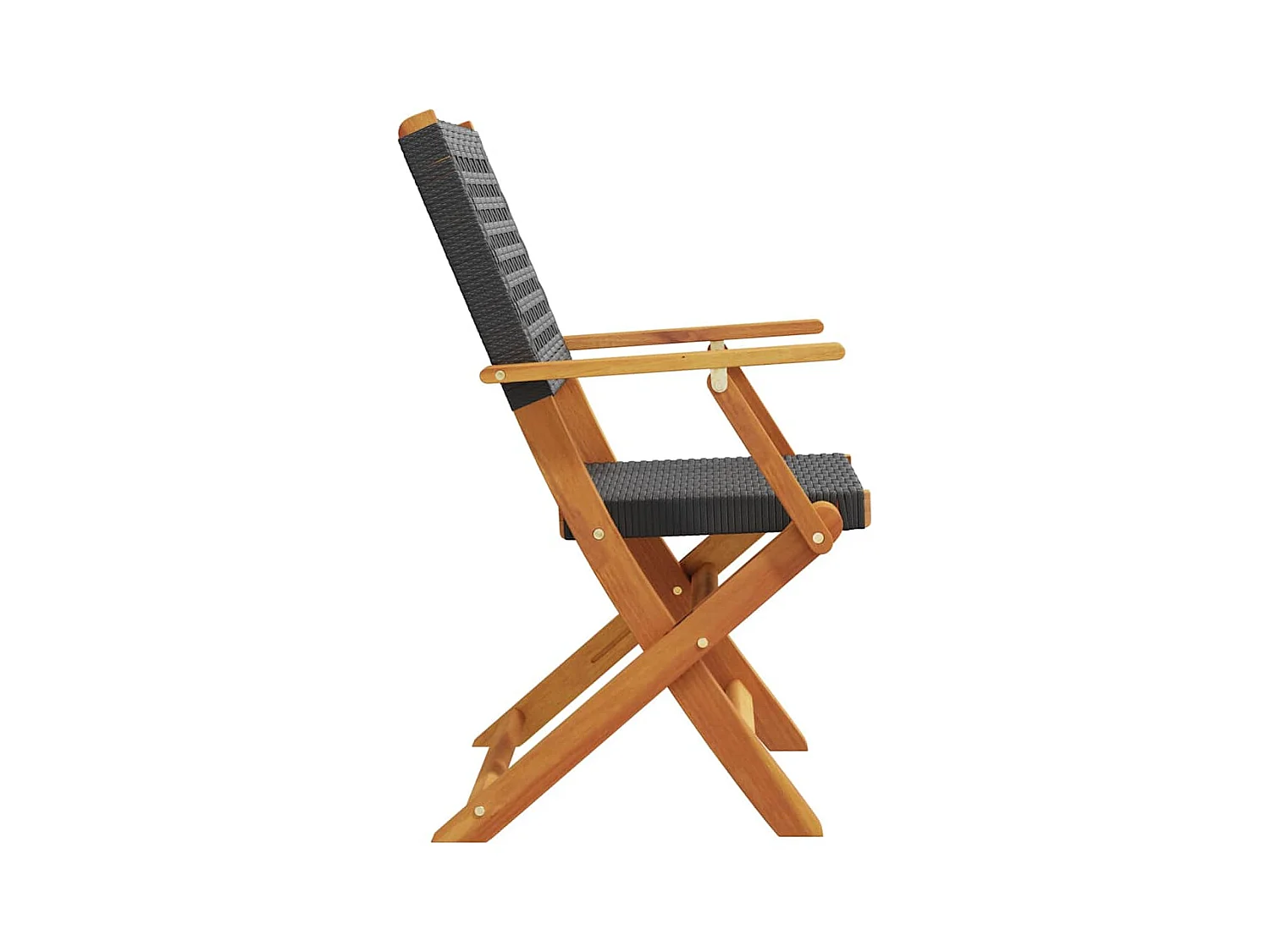 Chaises de jardin pliantes lot de 6 noir poly rotin bois massif