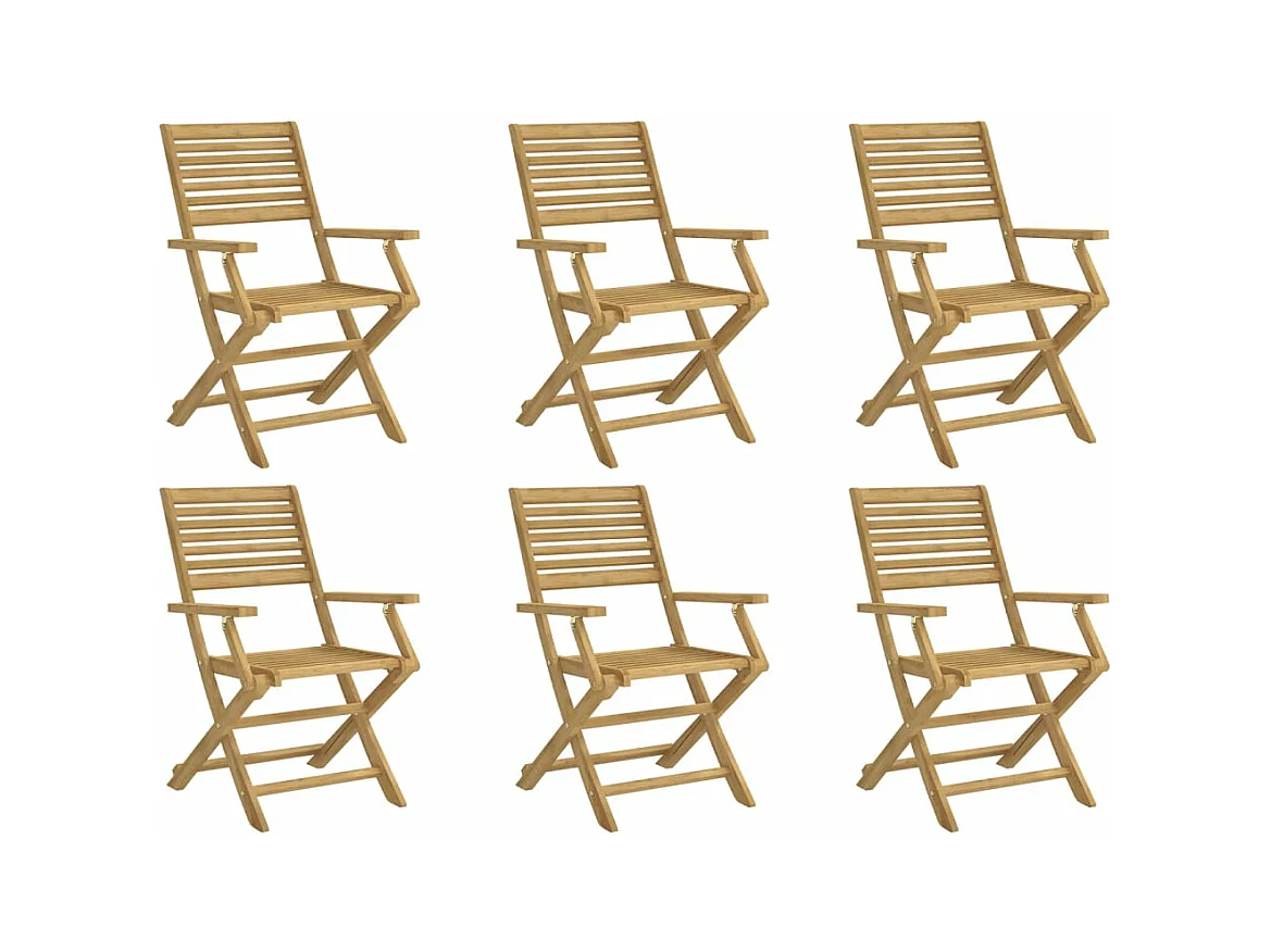 Chaises pliables de jardin lot de 6 bois massif d'acacia