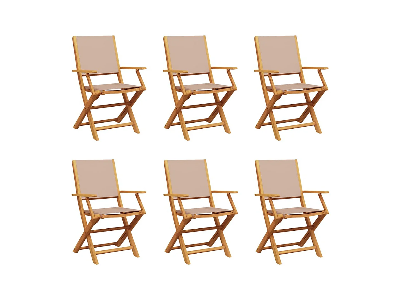 Cadeiras jardim dobráveis 6 peças tecido/madeira cinza-acastanhado
