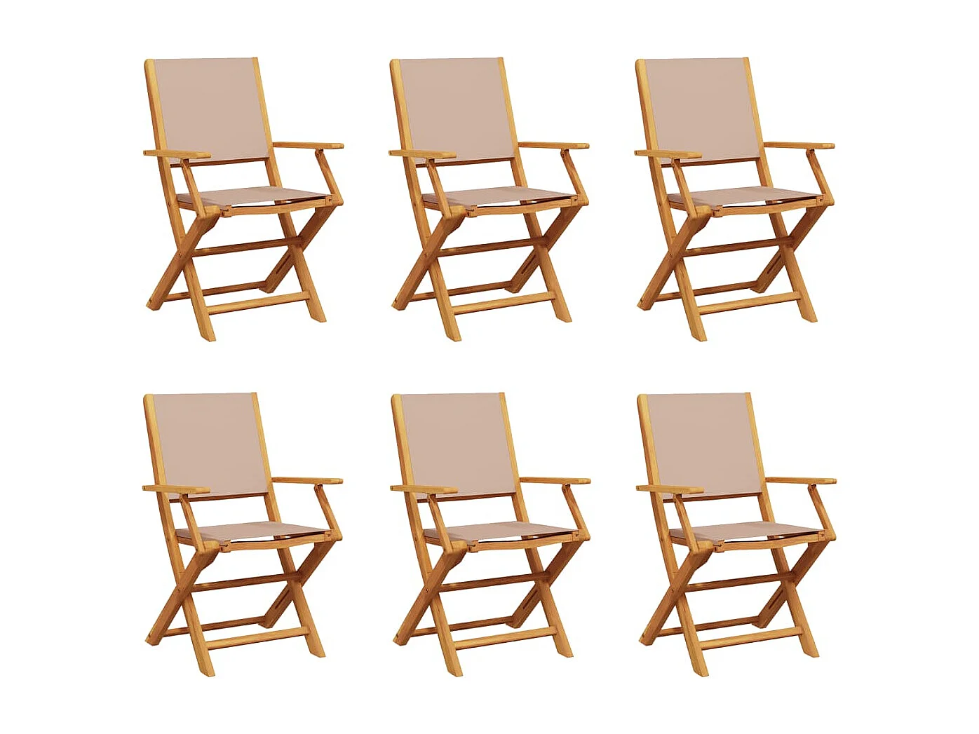 Chaises de jardin pliantes lot de 6 taupe tissu et bois massif