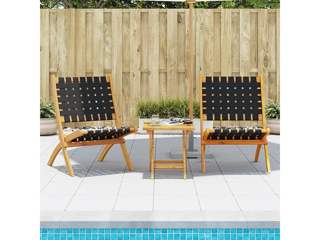 Chaises de jardin pliantes lot de 2 bois d'acacia solide tissu