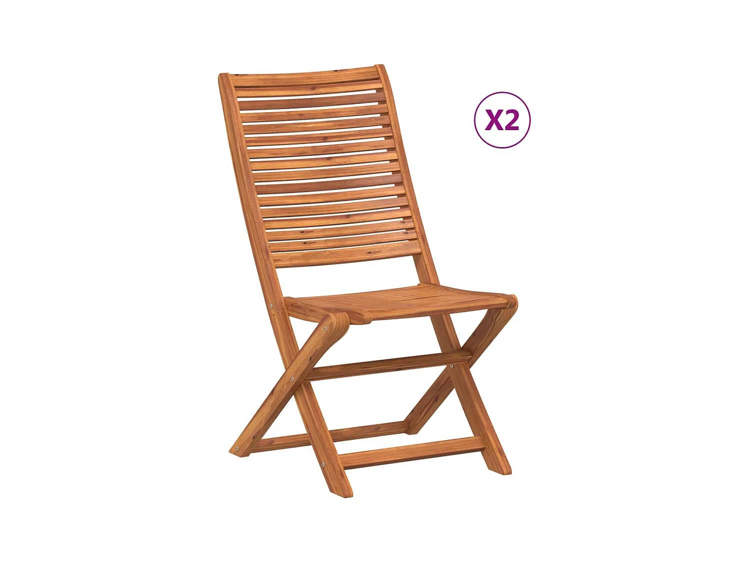 Chaises pliantes de jardin lot de 2 bois d'acacia solide