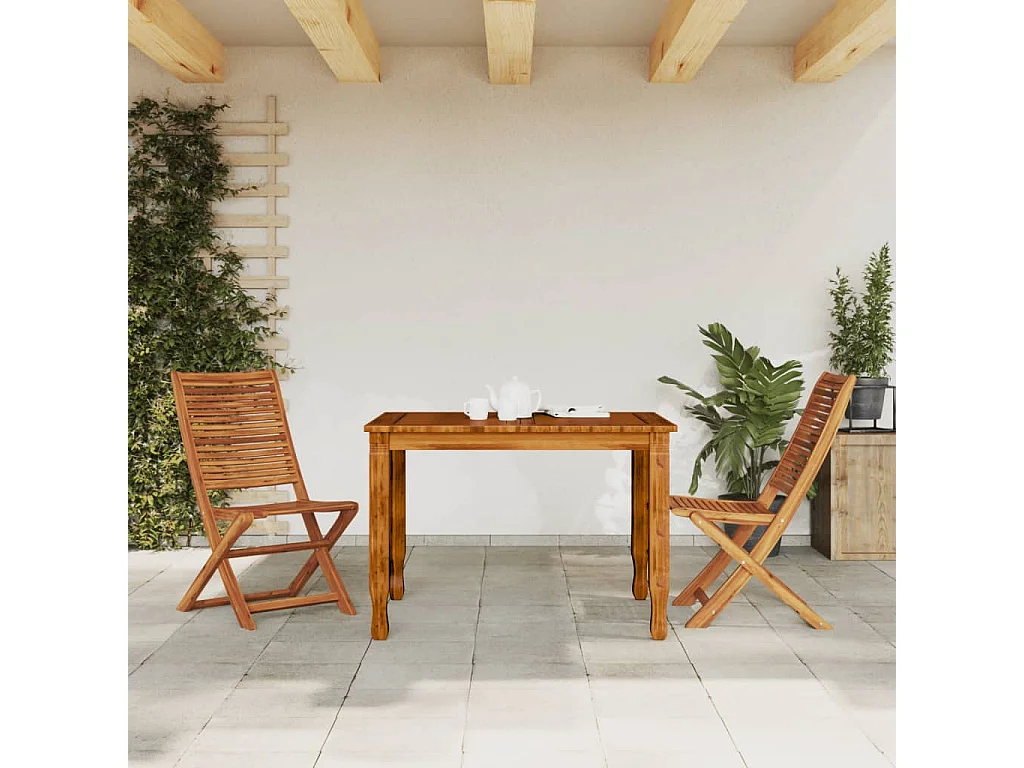 Chaises pliantes de jardin lot de 2 bois d'acacia solide