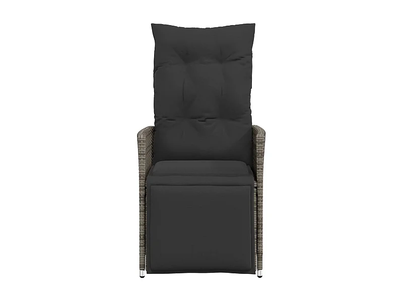 Chaises inclinables de jardin lot de 2 et coussins gris rotin