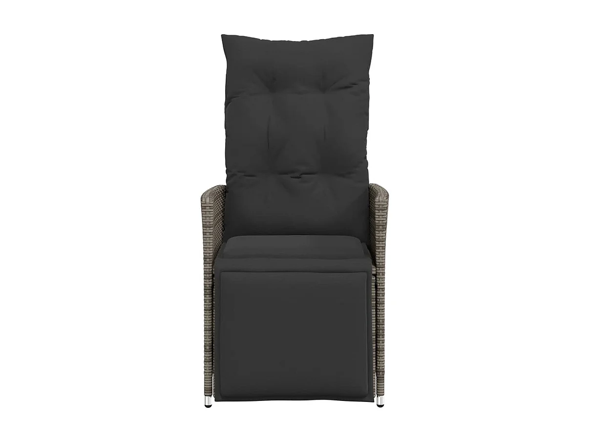 Chaises inclinables de jardin lot de 2 et coussins gris rotin