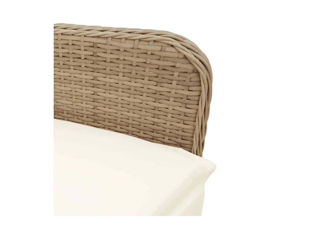 Cadeiras de jardim reclináveis 2 peças com mesa vime PE bege