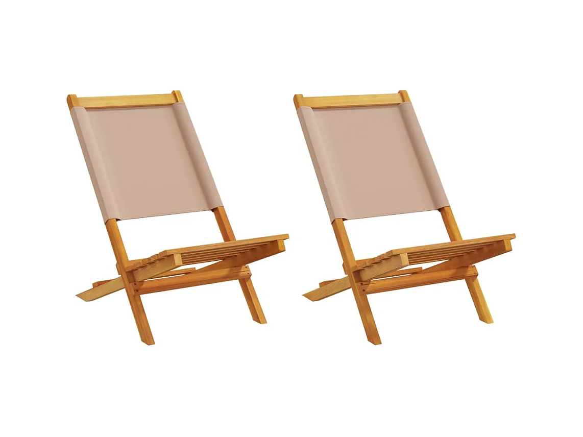 Chaises de jardin lot de 2 taupe bois d'acacia massif et tissu