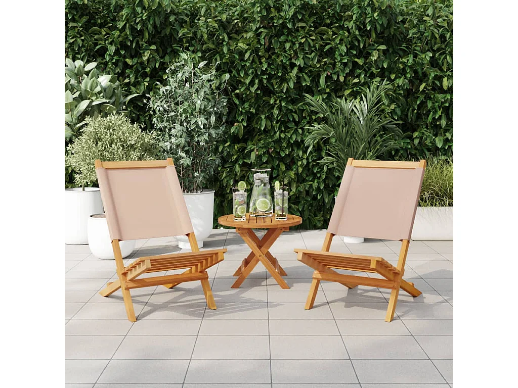 Chaises de jardin lot de 2 taupe bois d'acacia massif et tissu