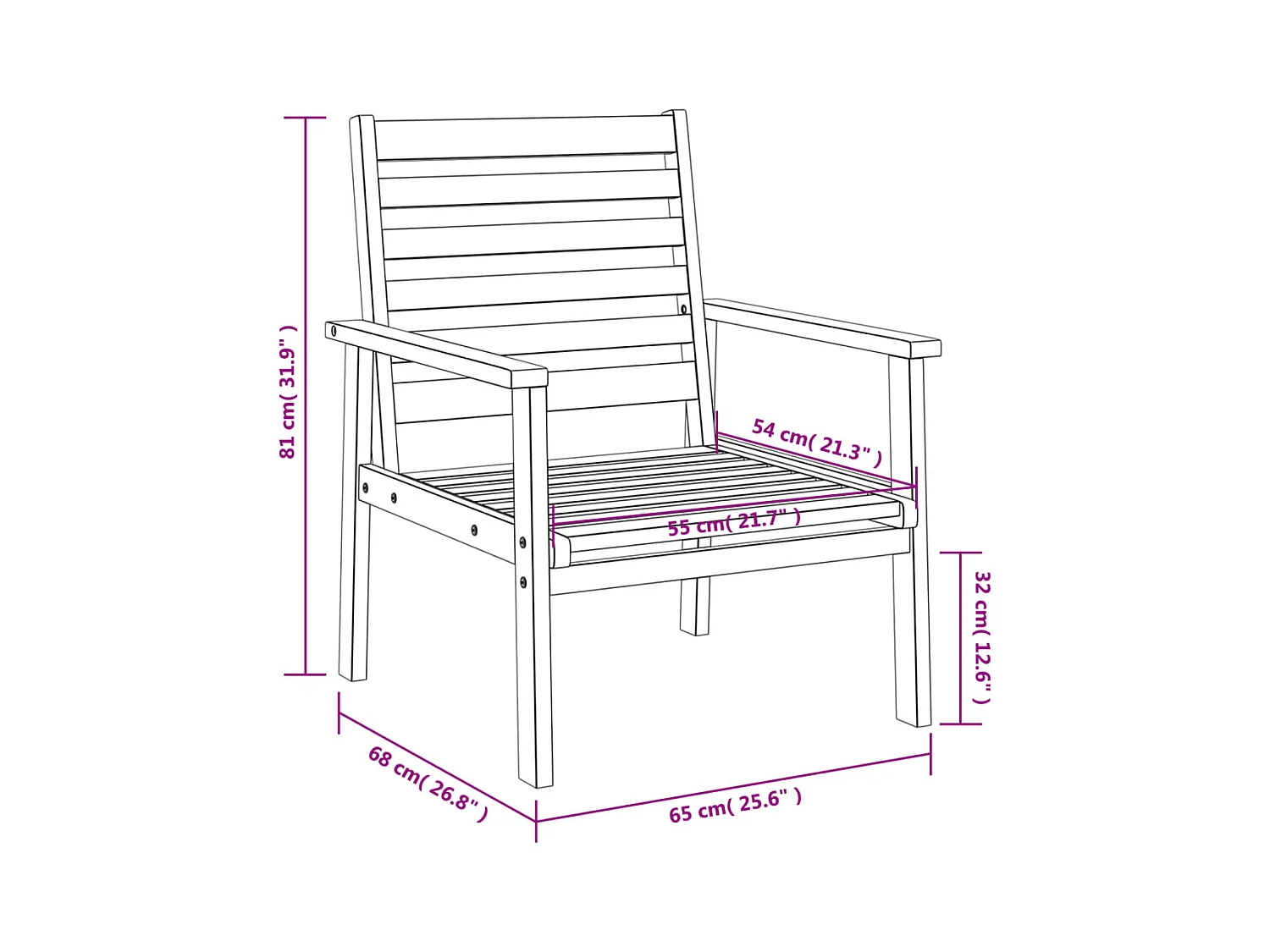 Tuinfauteuil 2 stuks 66,5 x 65 x 81 cm massief acaciahout