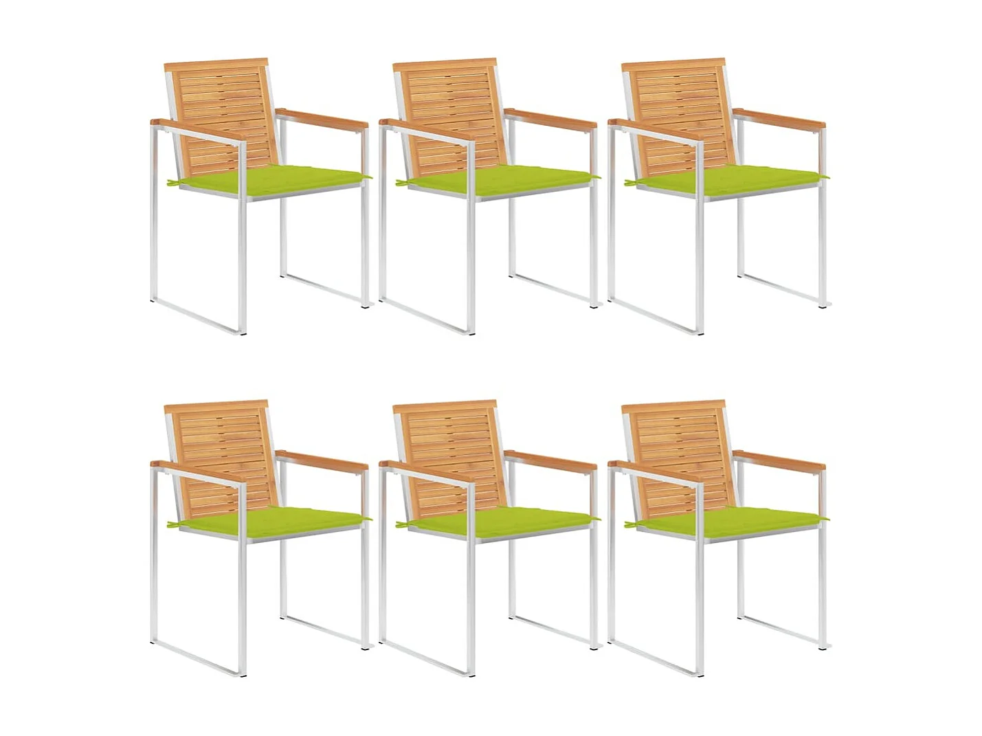 Chaises de jardin 6 pièces avec coussins Bois de teck massif
