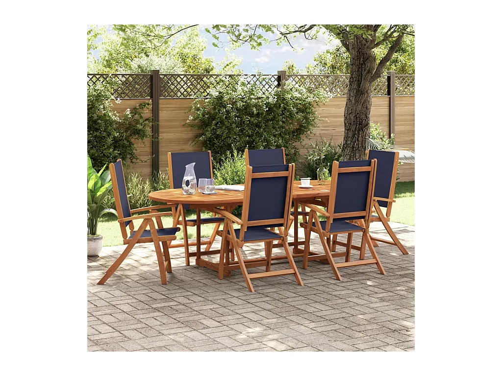 Chaises pliables de jardin lot de 6 bois d'acacia et textilène