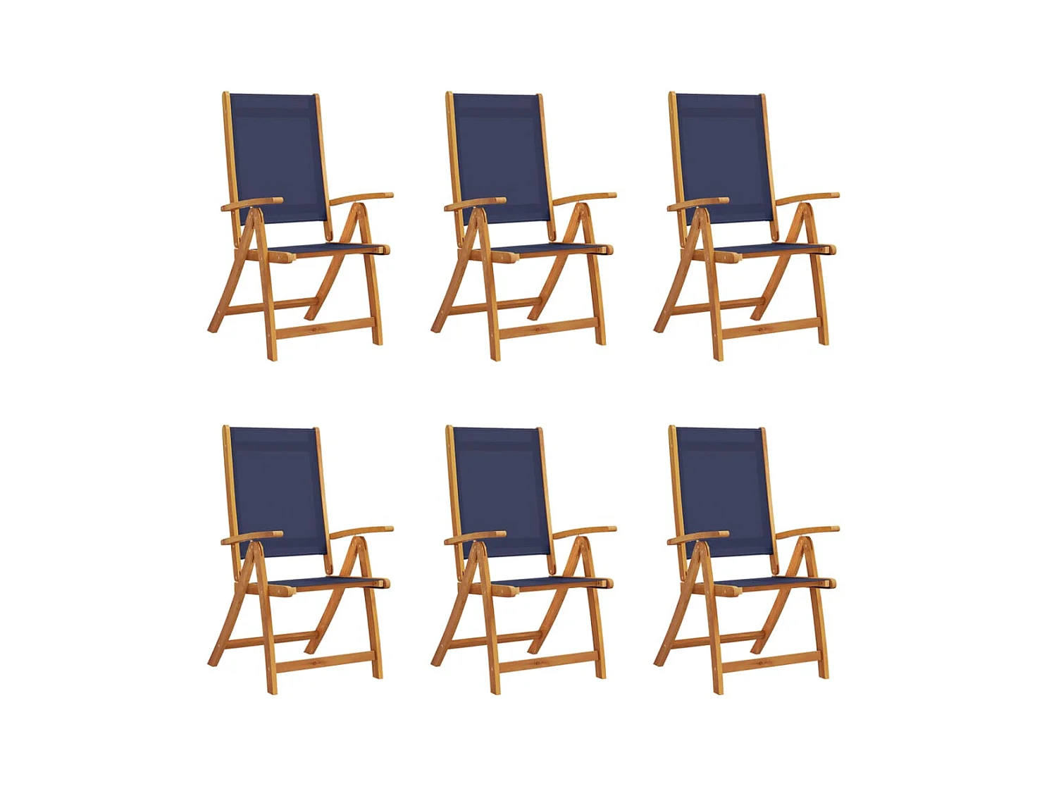 Chaises pliables de jardin lot de 6 bois d'acacia et textilène