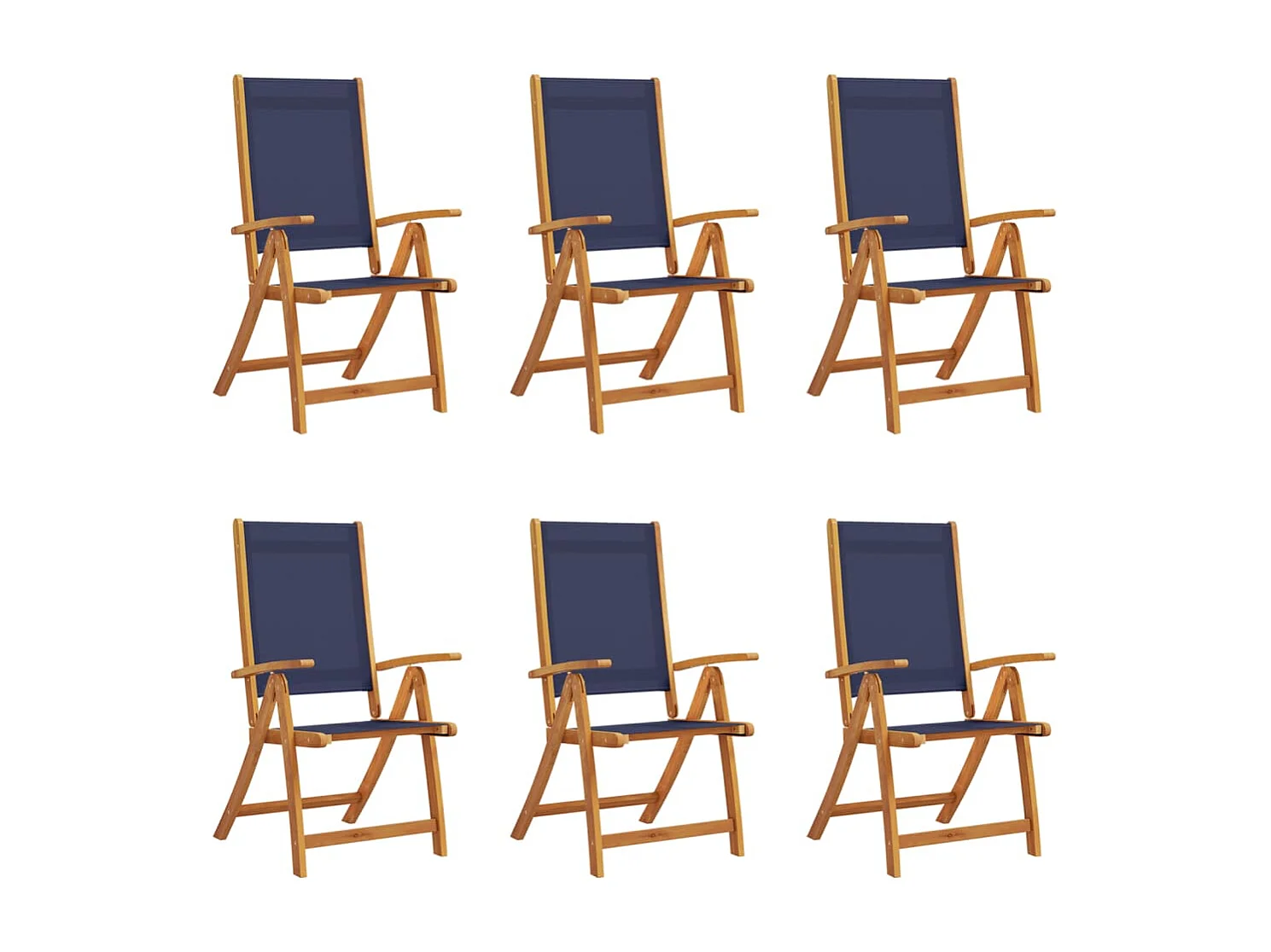 Chaises pliables de jardin lot de 6 bois d'acacia et textilène