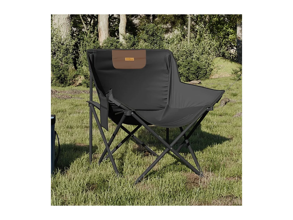 Chaise de camping avec poche pliable lot de 2 noir