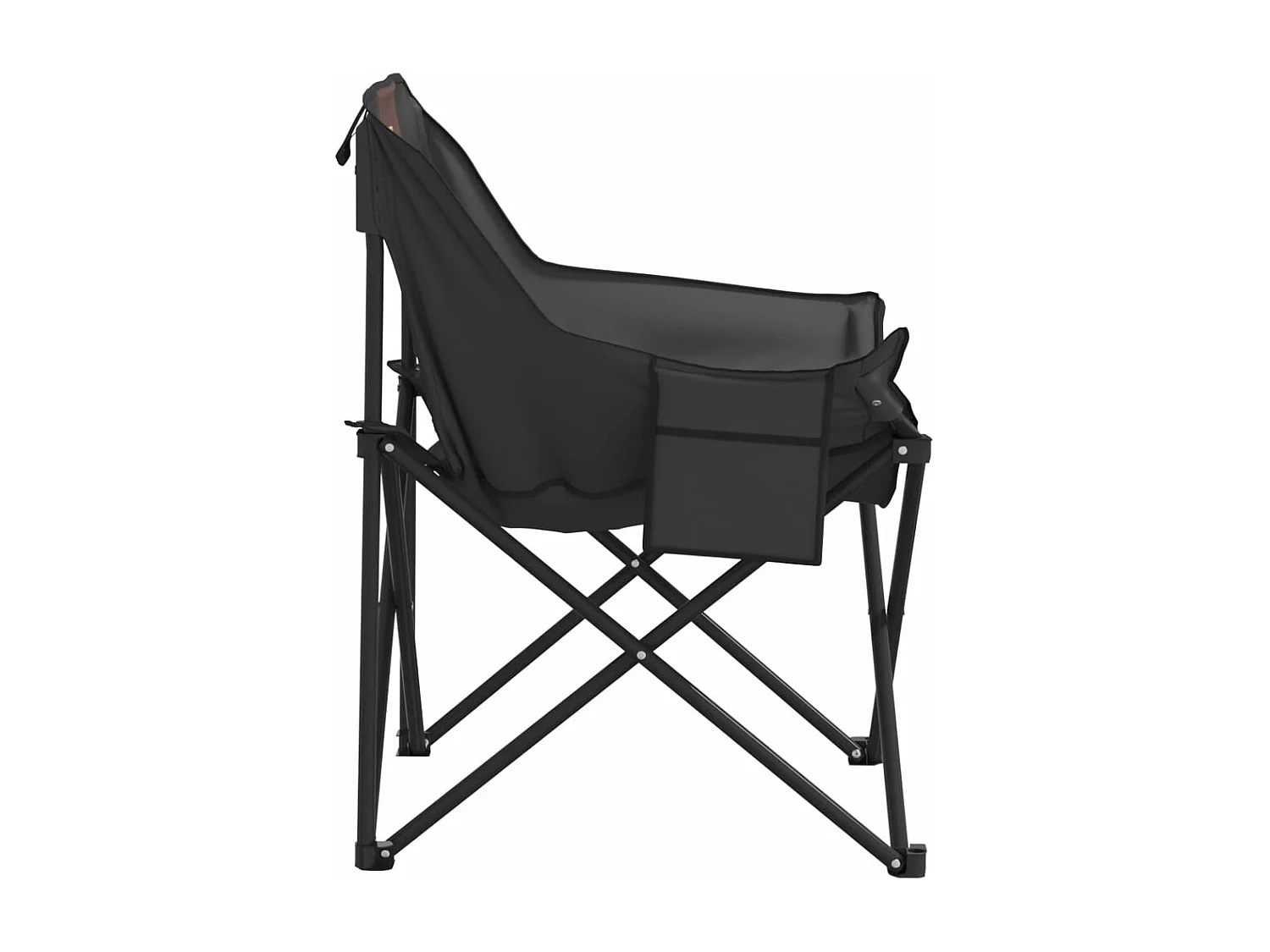 Chaise de camping avec poche pliable lot de 2 noir
