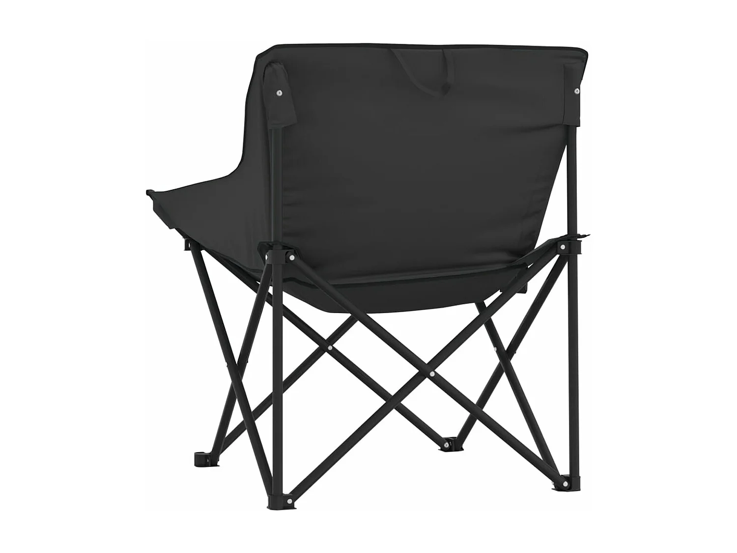 Chaise de camping avec poche pliable lot de 2 noir