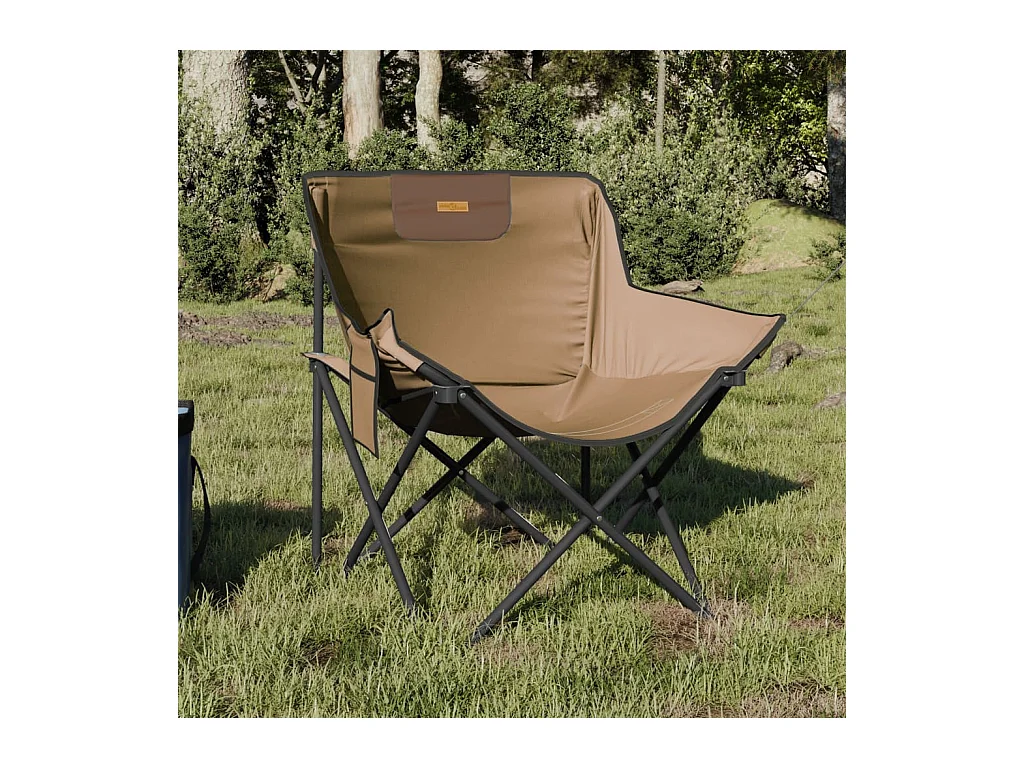 Chaise de camping avec poche pliable lot de 2 marron