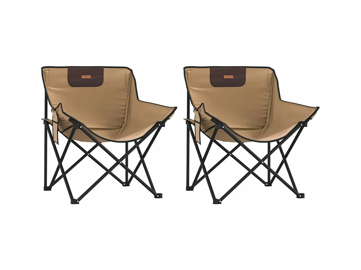 Chaise de camping avec poche pliable lot de 2 marron