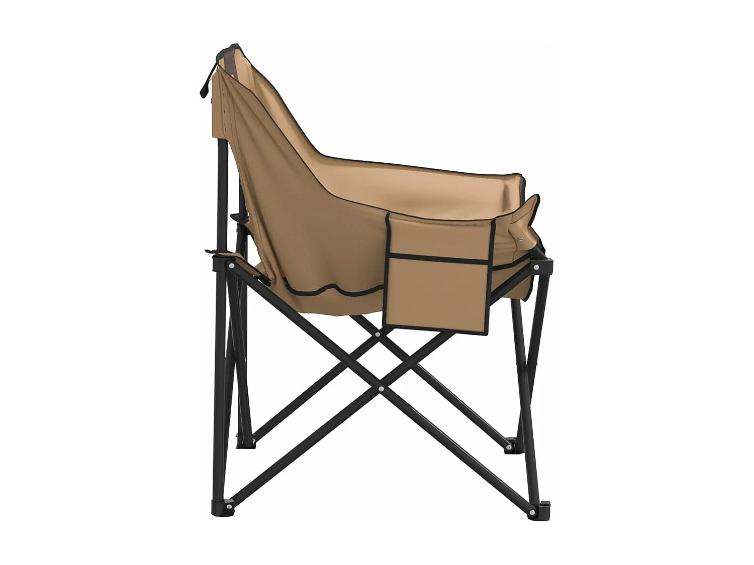 Chaise de camping avec poche pliable lot de 2 marron