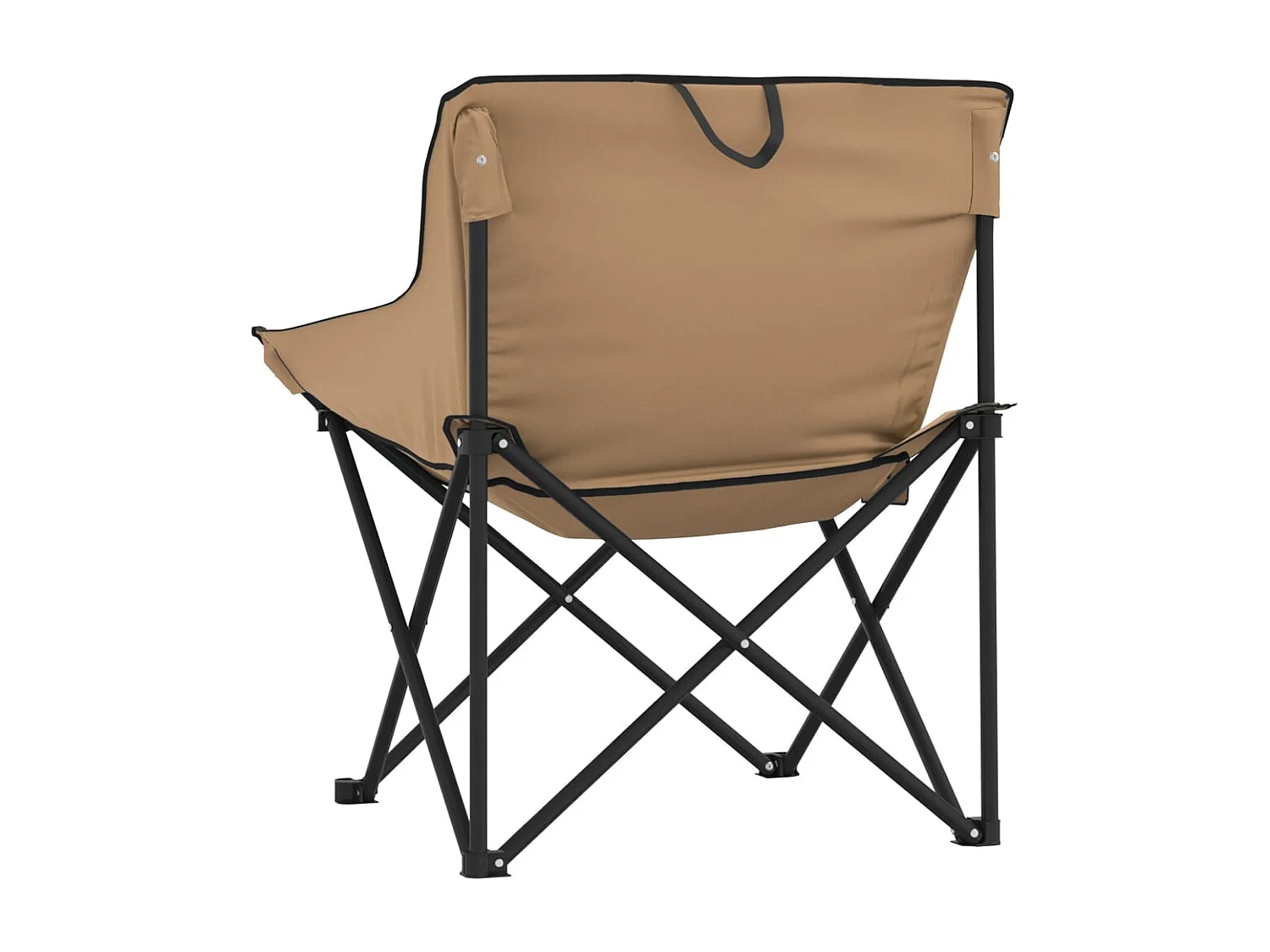 Chaise de camping avec poche pliable lot de 2 marron