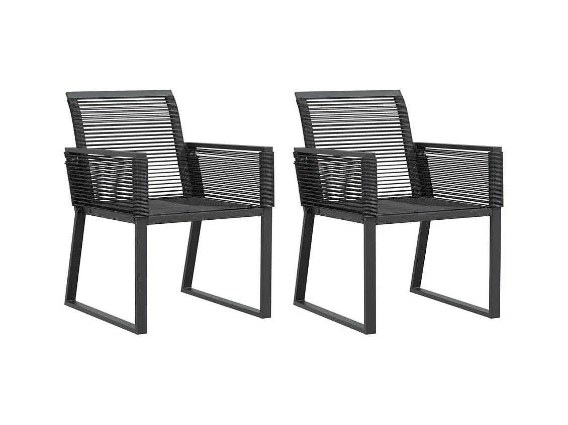 Chaises de jardin lot de 2 Noir Résine tressée