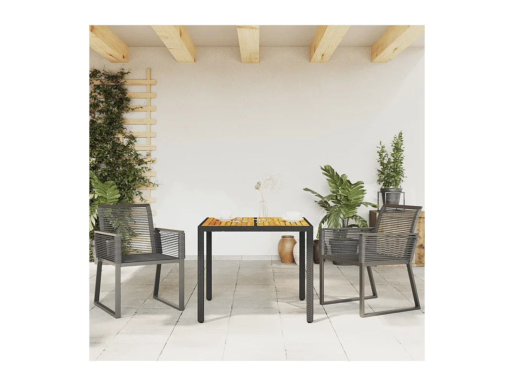 Chaises de jardin lot de 2 Noir Résine tressée