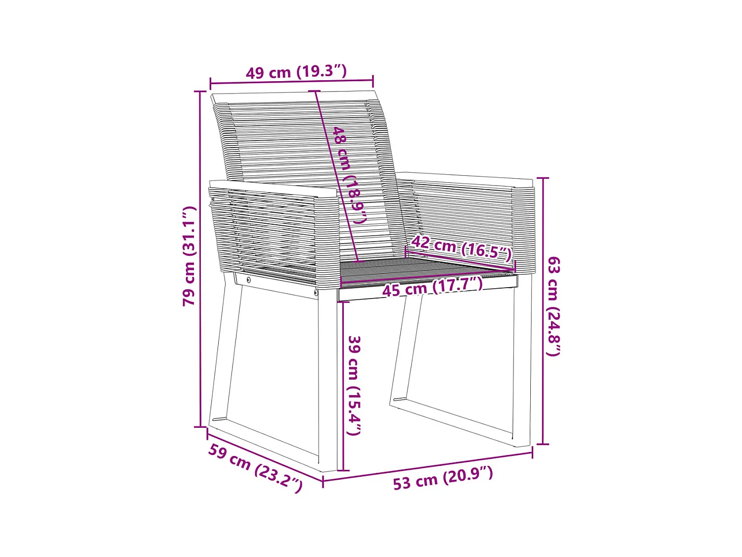Chaises de jardin lot de 2 Noir Résine tressée