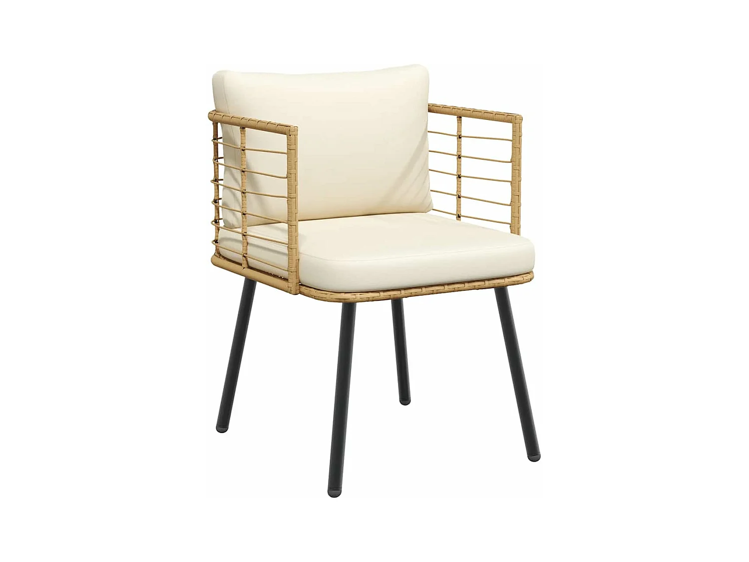 Chaises de jardin lot de 2 avec coussins naturel résine tressée