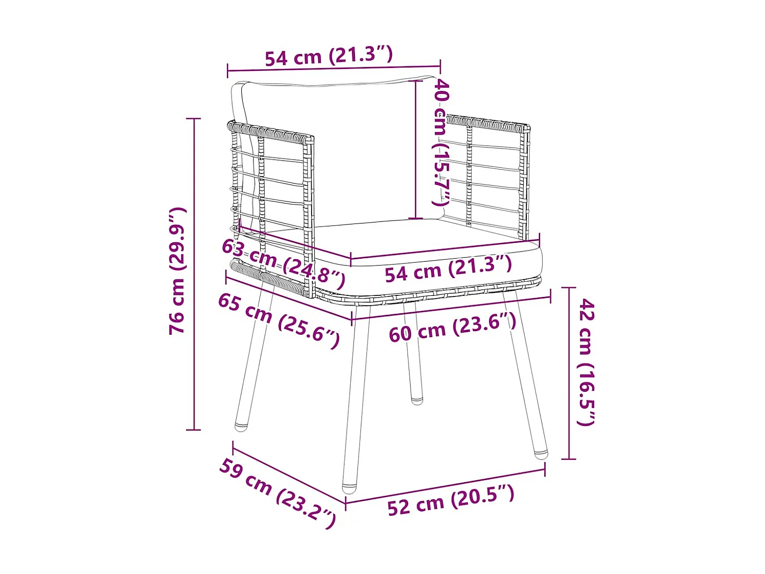 Chaises de jardin lot de 2 avec coussins naturel résine tressée