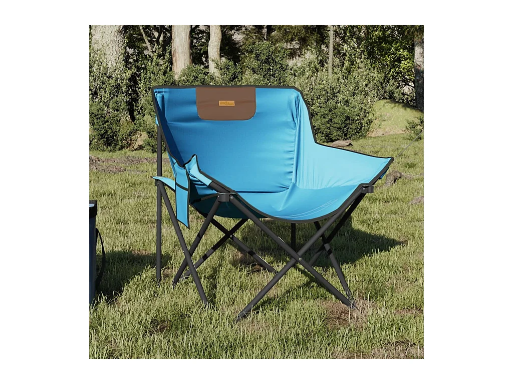 Chaise de camping avec poche pliable lot de 2 bleu vif