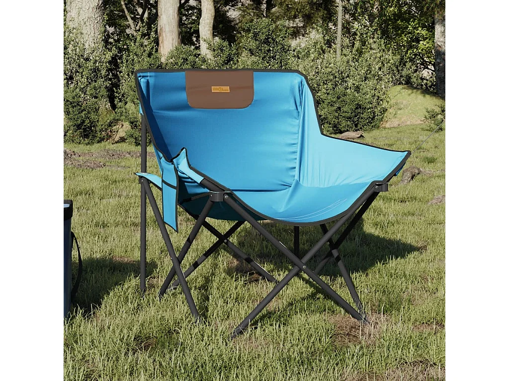 Chaise de camping avec poche pliable lot de 2 bleu vif