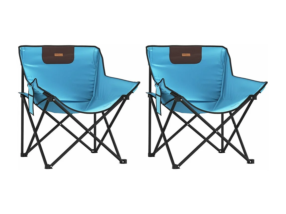Chaise de camping avec poche pliable lot de 2 bleu vif
