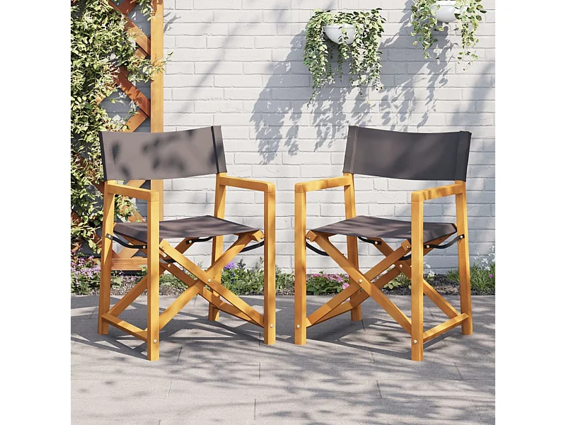 Chaises pliables de jardin lot de 2 gris foncé tissu