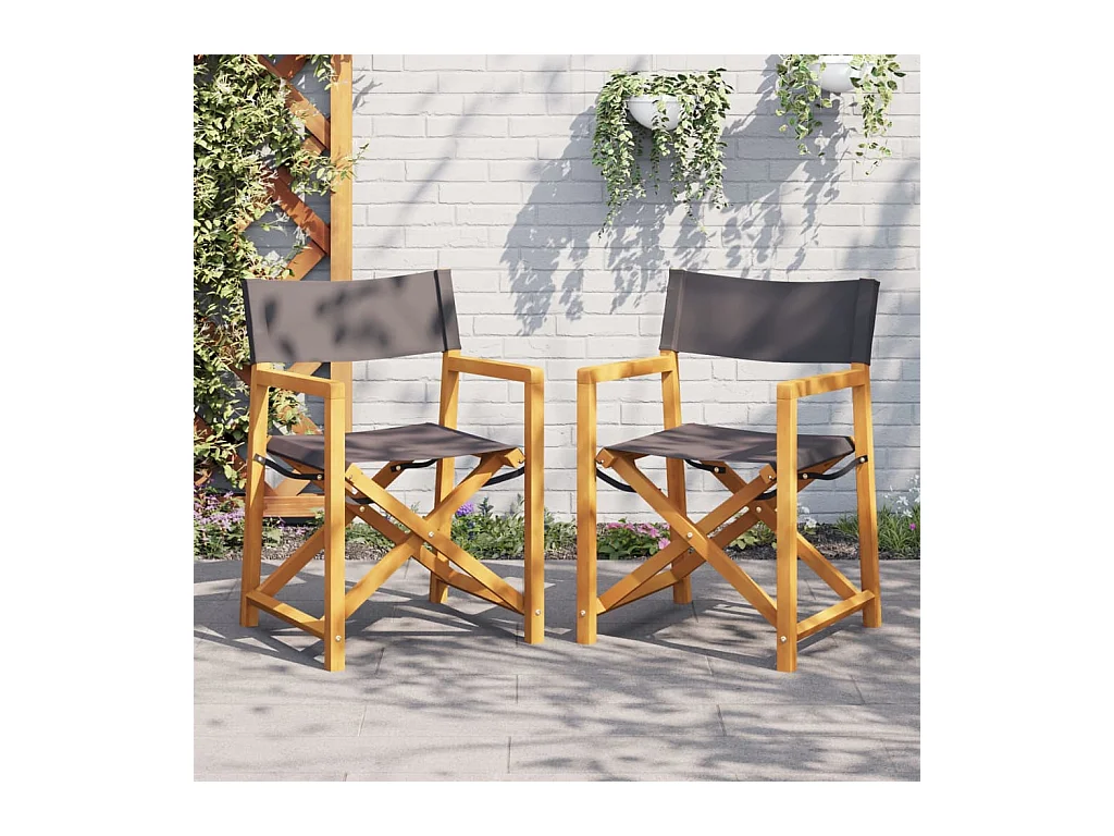 Chaises pliables de jardin lot de 2 gris foncé tissu